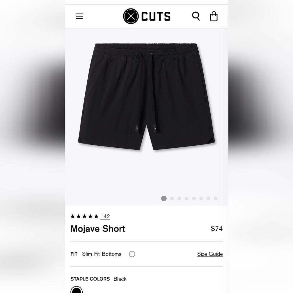 Cuts Mojave Shorts, Black, A+ (Available)
